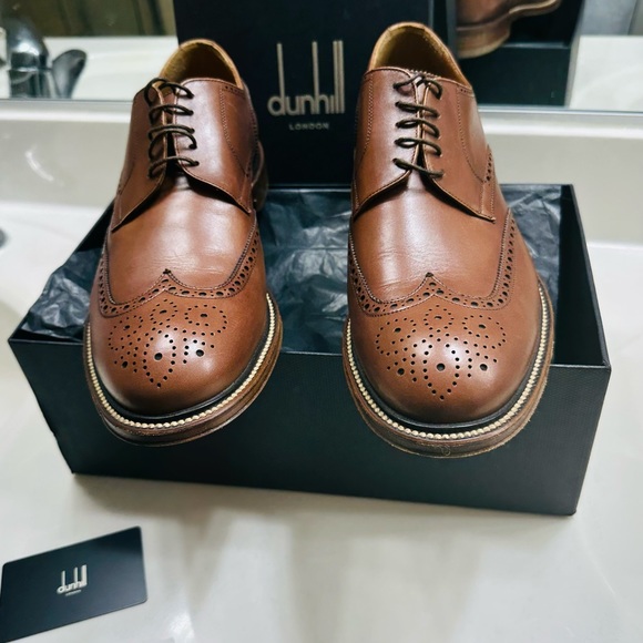 😀SOLD😀 Dunhill Men’s Formal Brown Wing Tip Shoes Sz. 8.5 - Picture 8 of 14